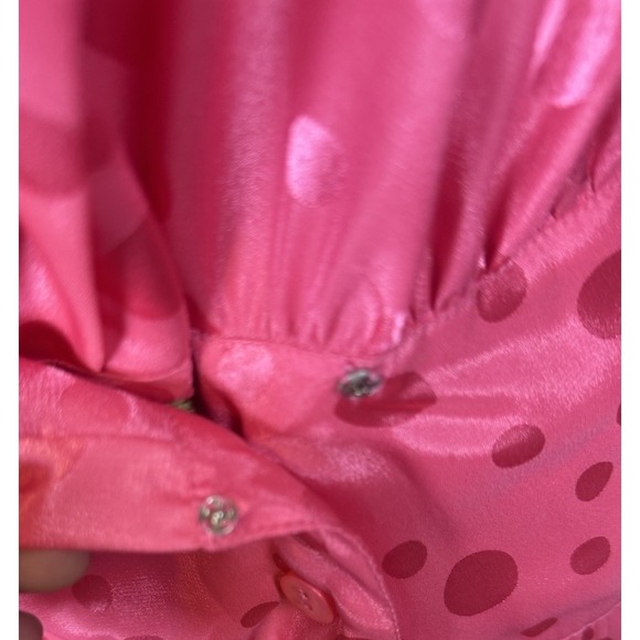 VTG 90s‎ In The Moof Dress Hot Pink Polka Dot Pleated Dress Silky Size 10 Fun - Picture 4 of 9